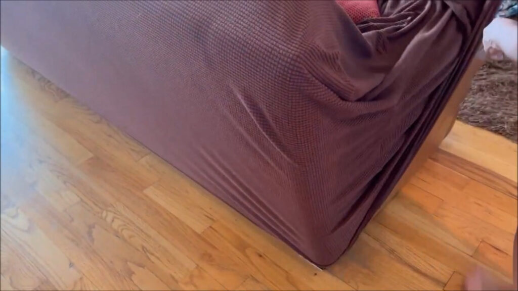 pulling cover down over corner