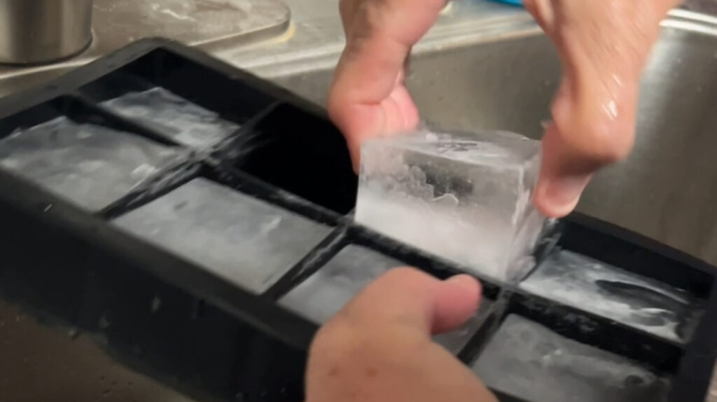 getting the cubes out of the tray