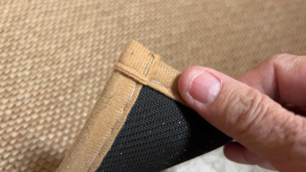 stitching and rubber mat underneath